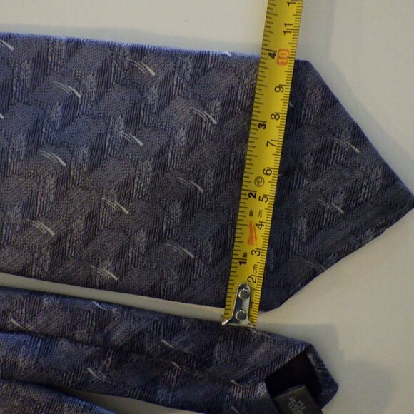 Zylos Gold George Machado Mens Necktie Blue Silver Geometric Silk 4" X 59" Class - Picture 5 of 5
